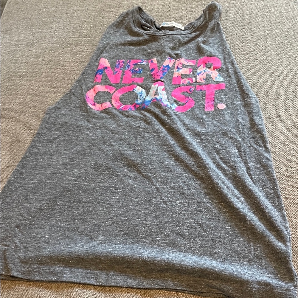 NWOT! Fly wheel never coast pink graphic grey tank